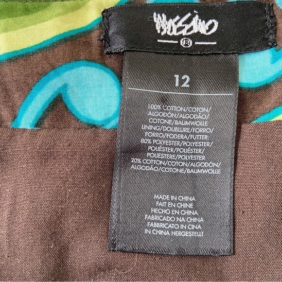 MASSIMO skirt pleated woven cotton tulip A line contemporary green blue size 12 - Picture 6 of 11